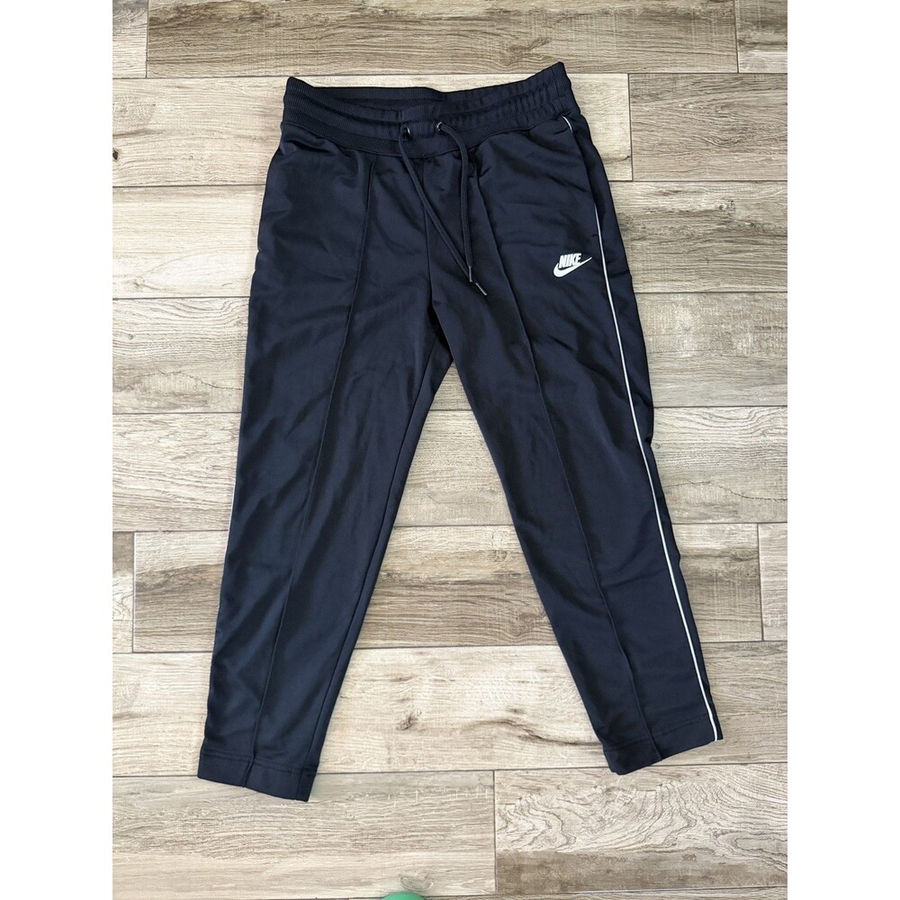 nike pull on gym jogger pants women S tapered drawstring elastic waist black